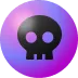 A small purple orb with a skull in the middle of it