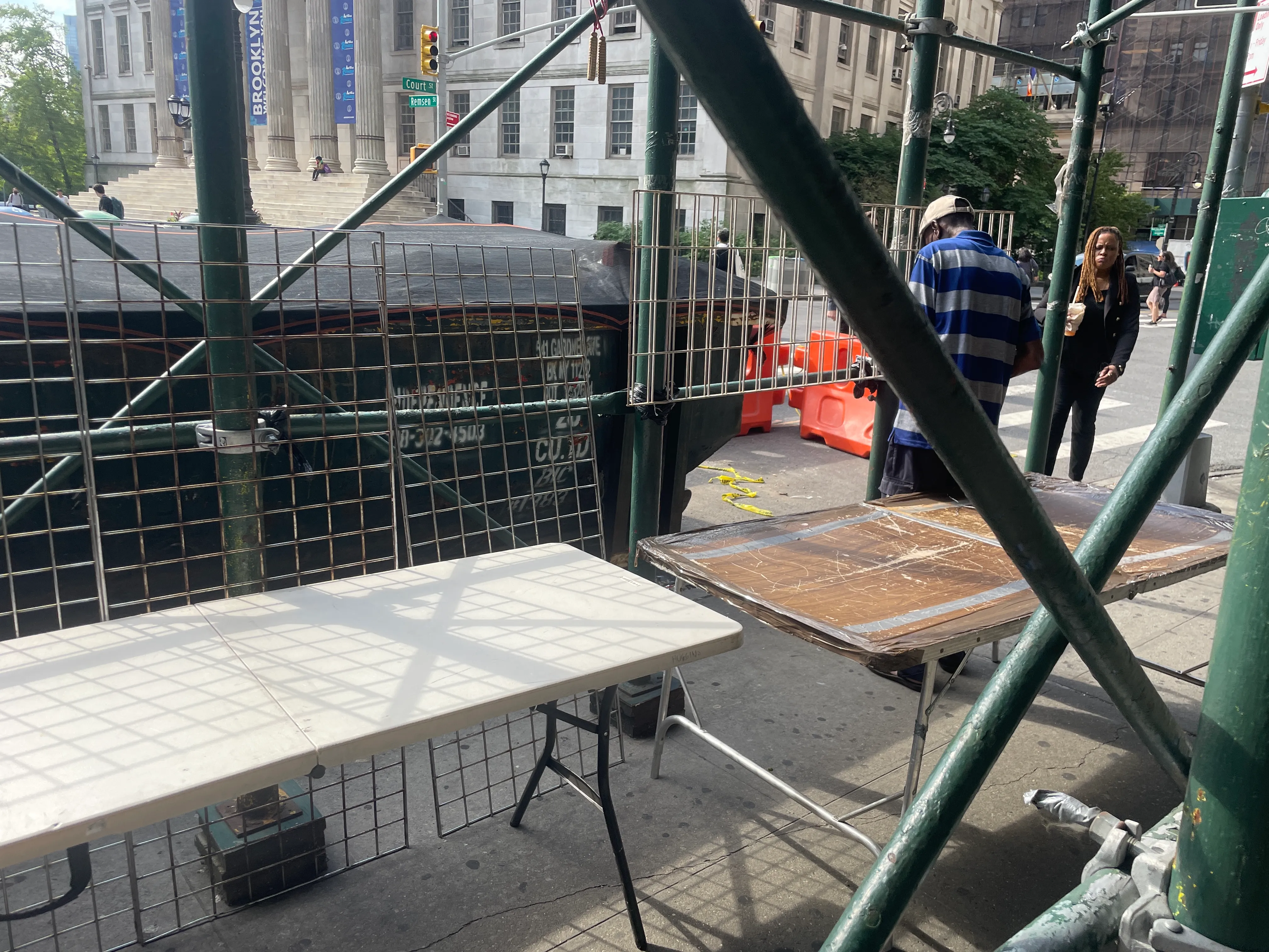 A photograph of a street corner in downtown Brooklyn.