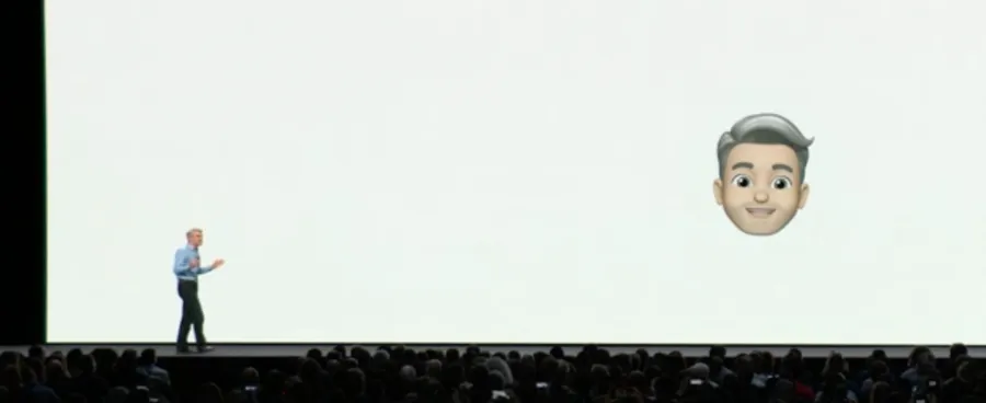 A screenshot of an Apple presentation in which Craig Federighi is showcasing Memoji